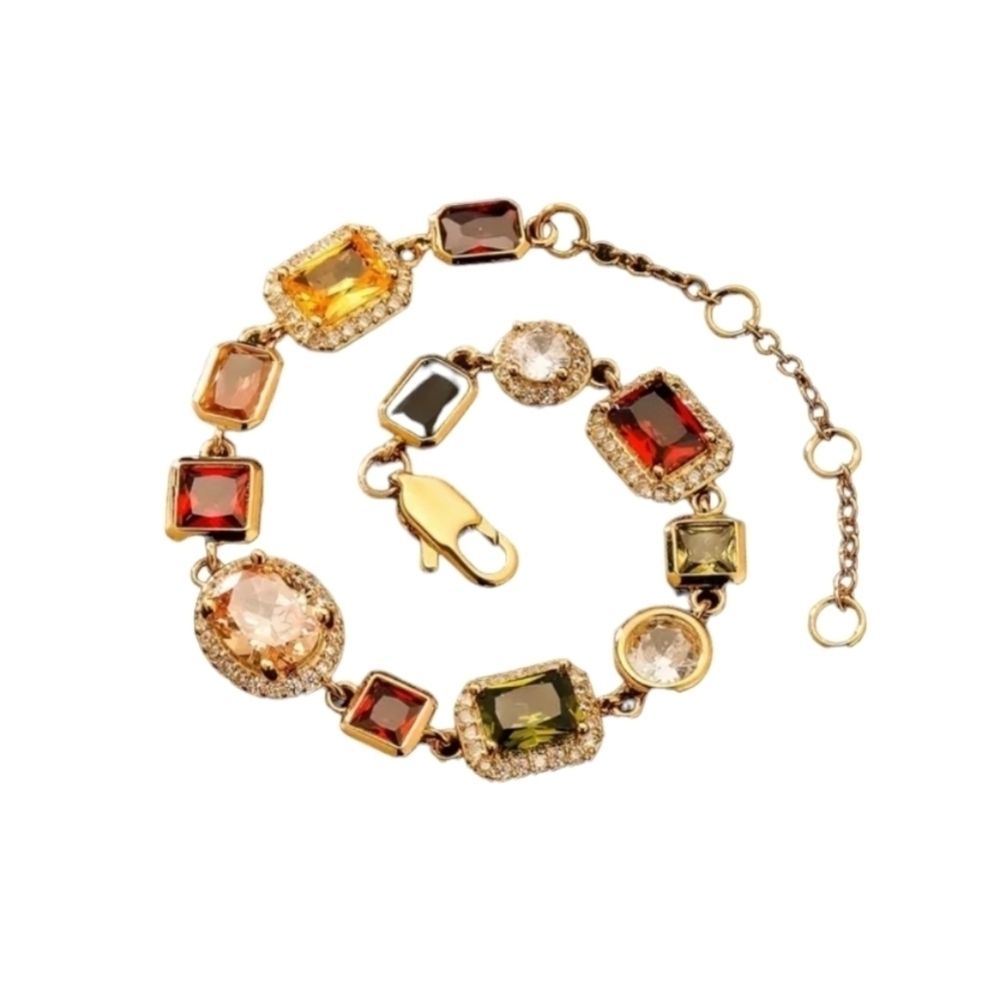 NWT Colorful CZ Bracelet, Colorful Synthetic Gemstone Chain Bracelet